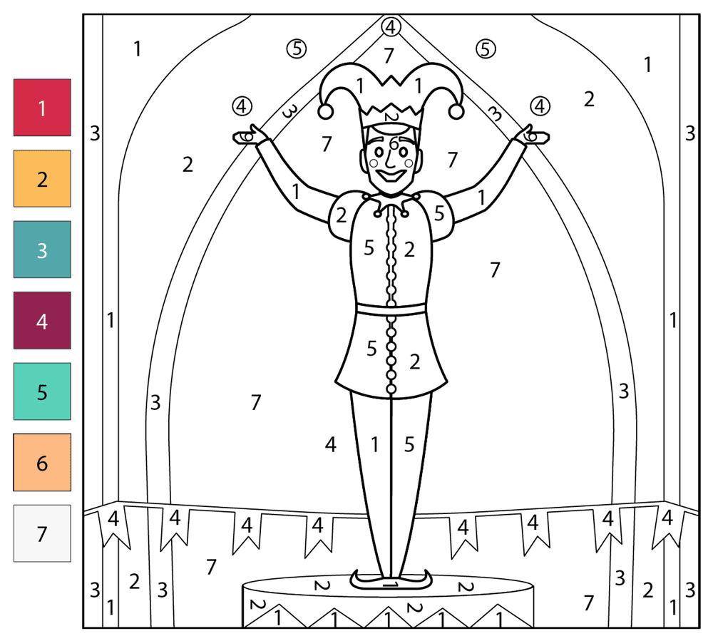 Jester 2 Color By Number Coloring Page Md Coloring Page — Free Printable — free printable coloring page